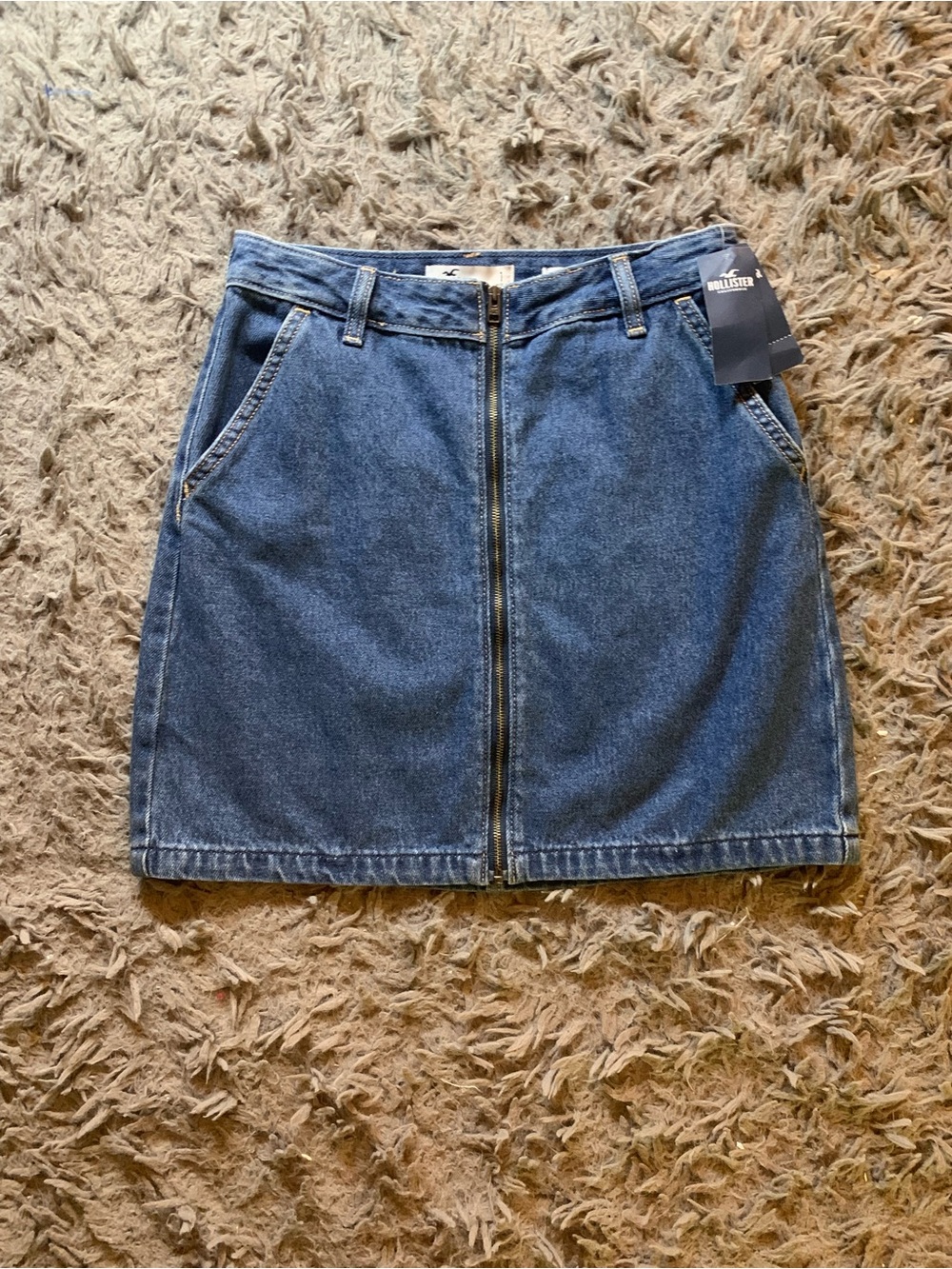NWT zip up ultra high rise Hollister denim skirt sz 1
